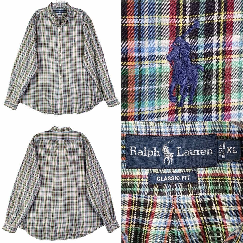 Polo Ralph Lauren Oxford Men's XL Multicolor Plaid Long Sleeve Button Down Shirt